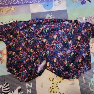 Superhero sweater romper set for twins